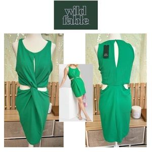NWT Wild Fable Sleeveless Cutout Green Twisted Dress Mini/Midi Women Size XL